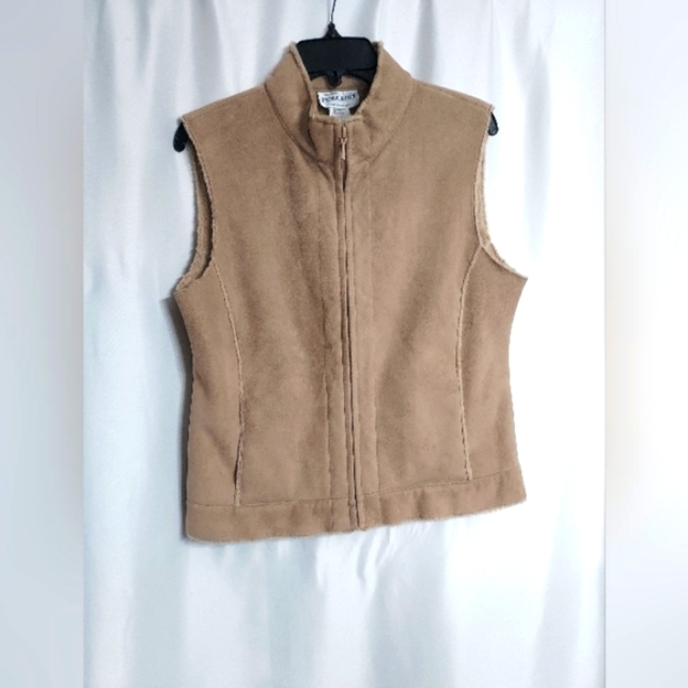 Pendelton Tan/Beige Faux Suede Vest Mock Collar Size M